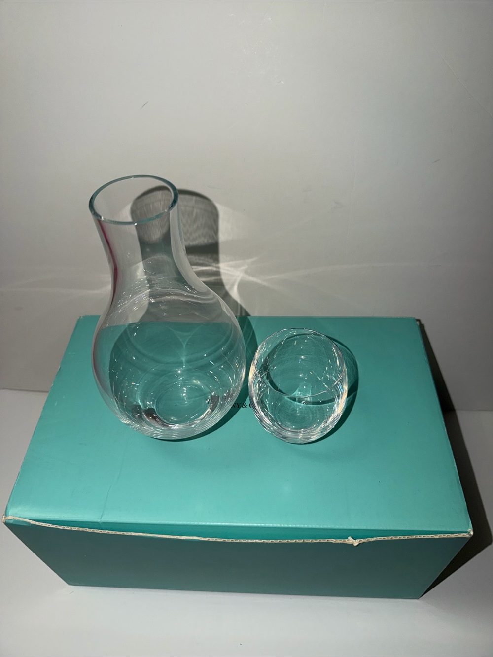 New Tiffany & Co. Glass Carafe & Water Glass (comes with blue box)